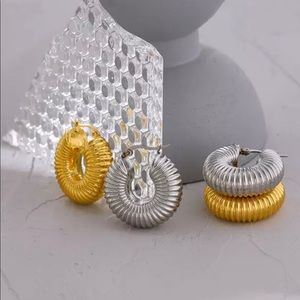18k gold plated Round Chunky Hoop Stainless Steel earrings
